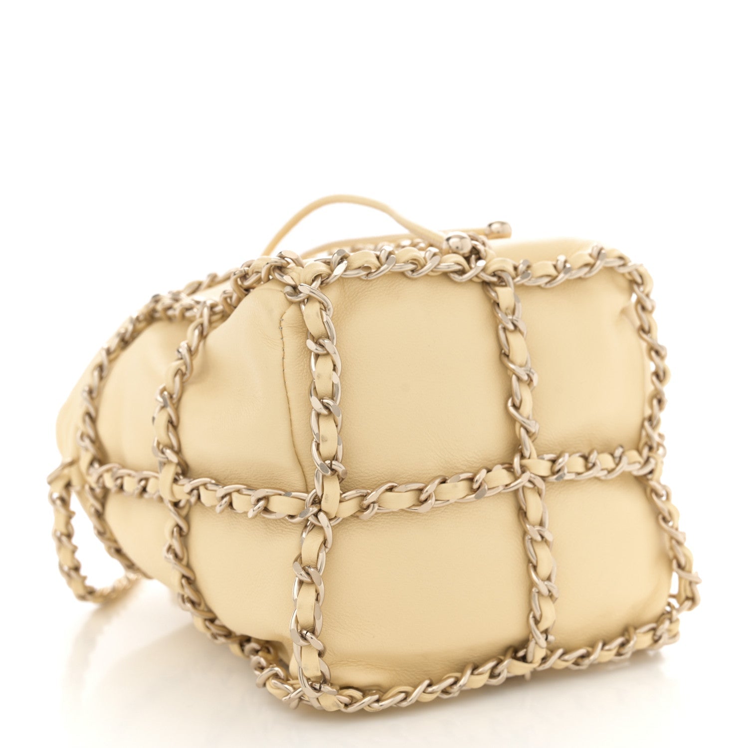 Lambskin Bucket Chain Drawstring Bag Yellow