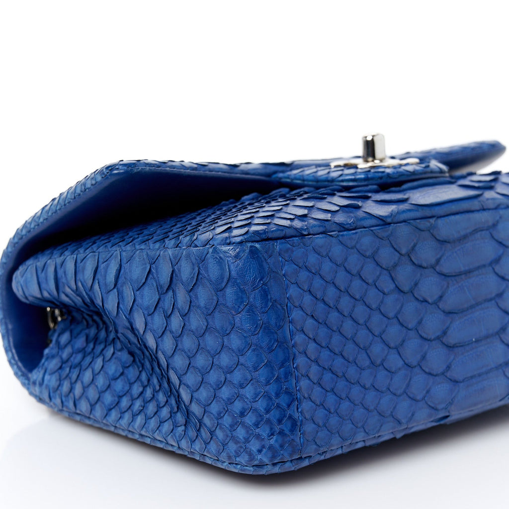 Snakeskin Mini Rectangular Flap Blue