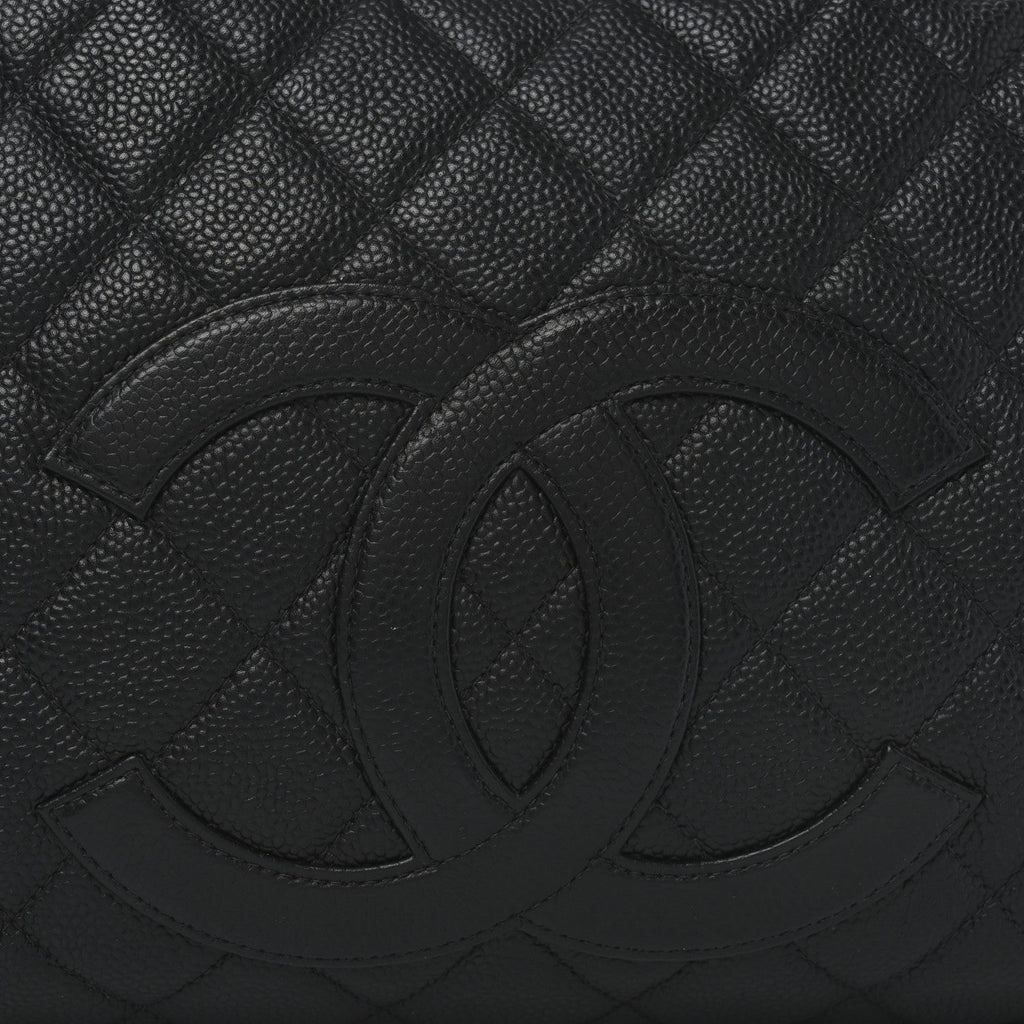Caviar Quilted Large Bowler Black