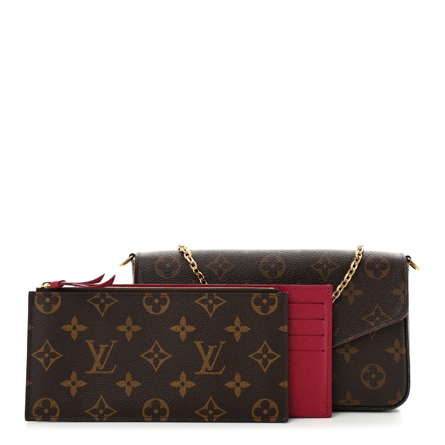 Monogram Pochette Felicie Chain Wallet Fuchsia