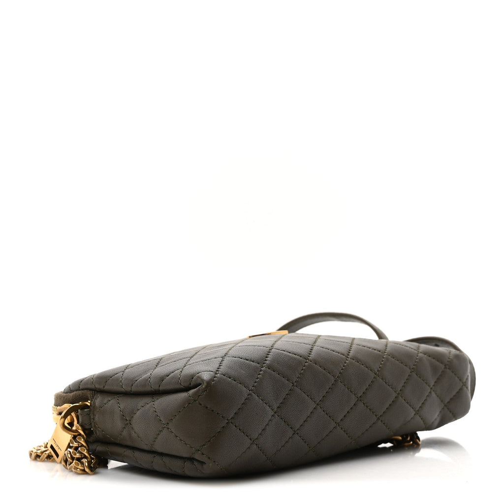 Lambskin Quilted Gaby Zipped Pouch Light Musk