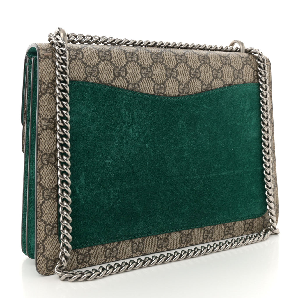 GG Supreme Monogram Embroidered Medium Dionysus Shoulder Bag Emerald