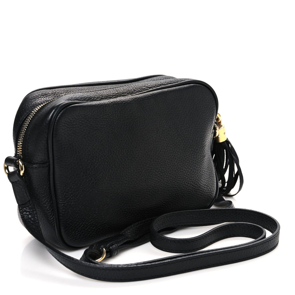 Pebbled Calfskin Small Soho Disco Bag Black