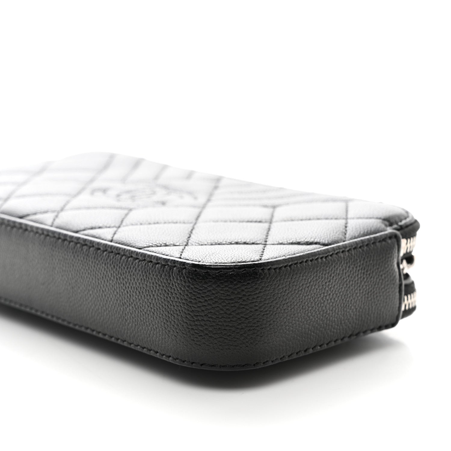 Caviar Quilted Diamond Small CC Duo Clutch With Chain Black