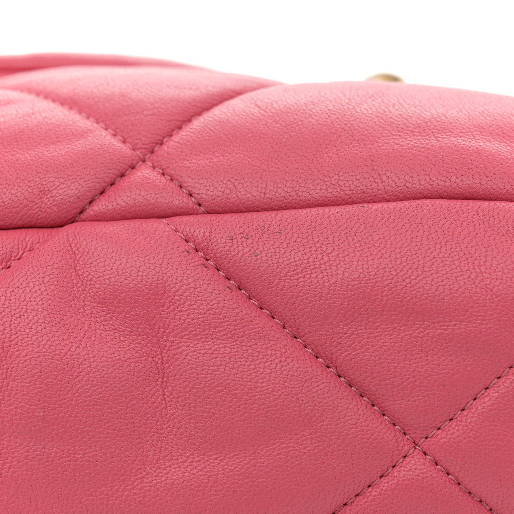 Lambskin Quilted Large Chanel 19 Flap Dark Pink