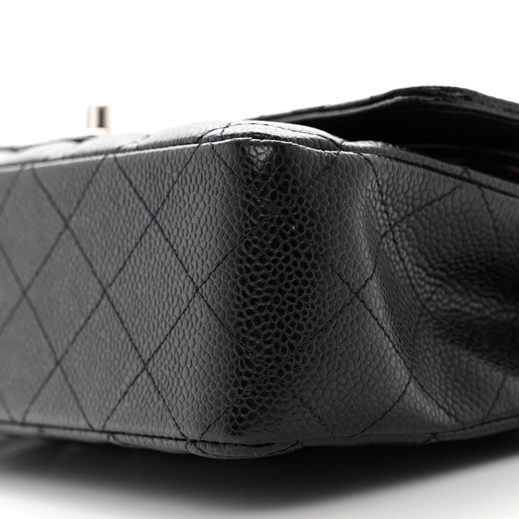 Caviar Quilted Medium Double Flap Black