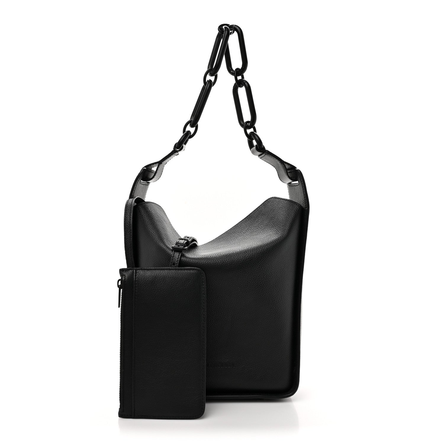 Calfskin Logo Embossed Small Tool 2.0 Tote Black