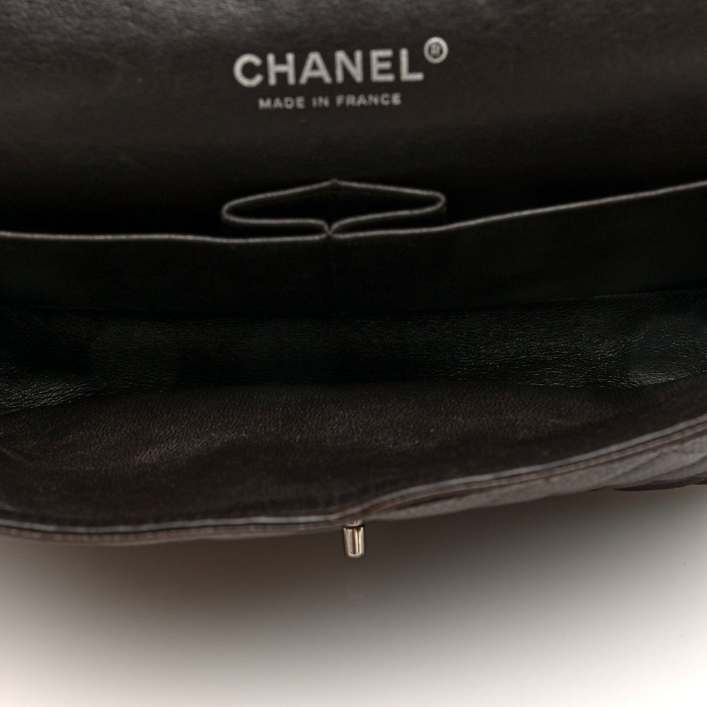 Caviar Quilted Medium Double Flap Brown