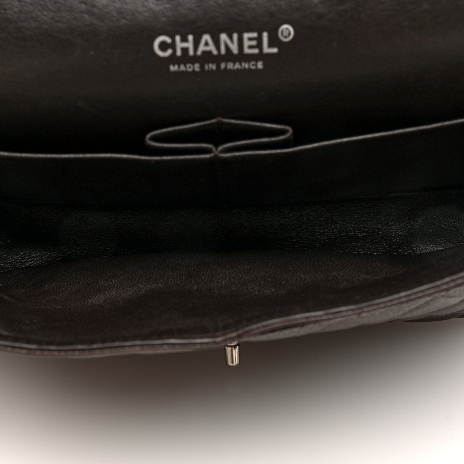 Caviar Quilted Medium Double Flap Brown