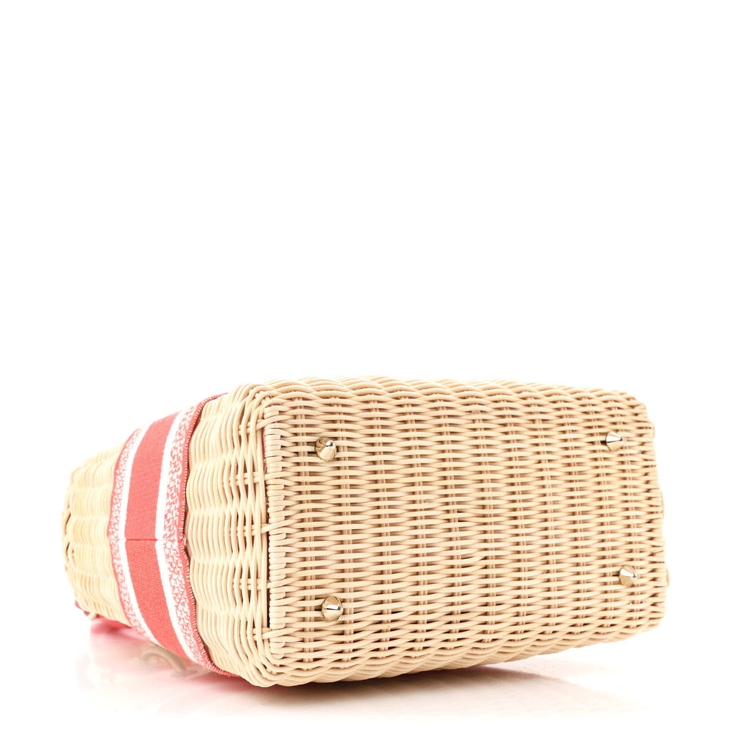 Wicker Oblique Medium Lady Dior Bag Coral