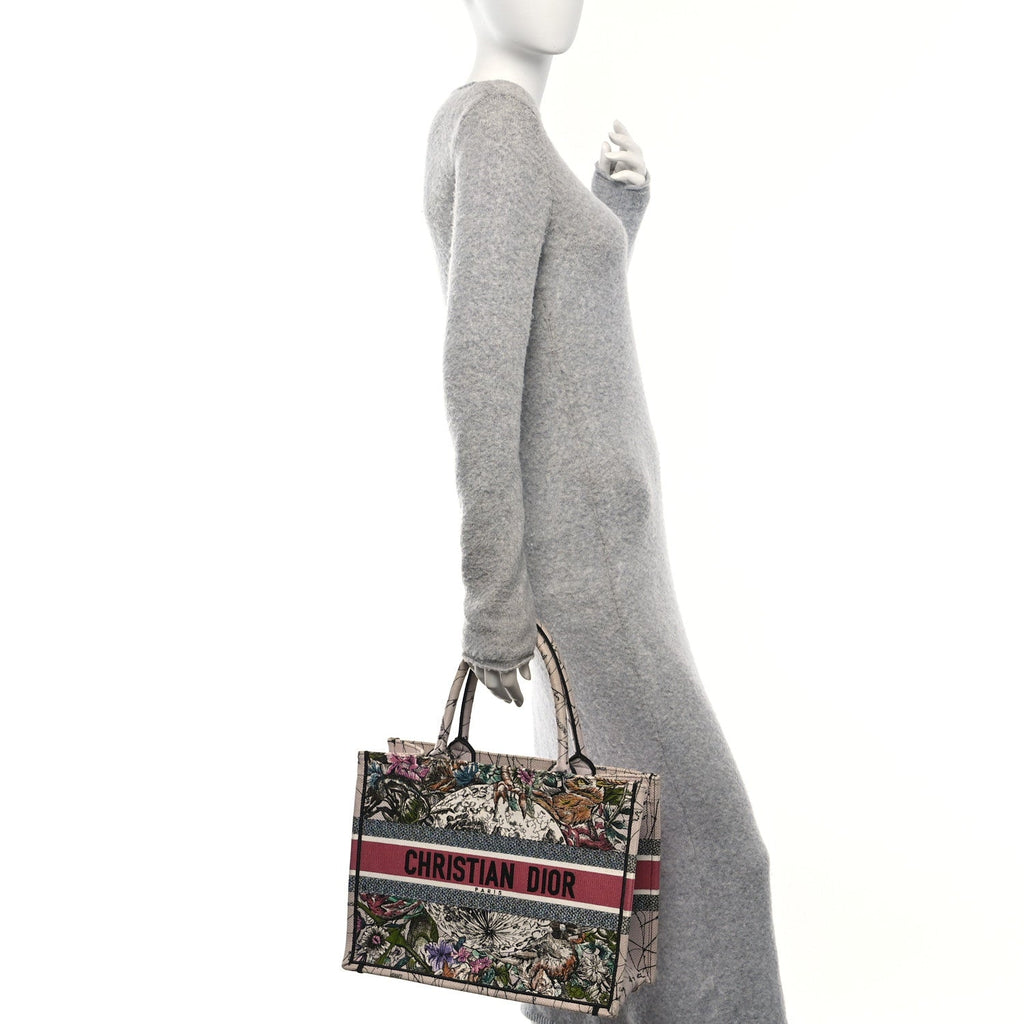 Canvas Embroidered Medium Zodiac Book Tote Latte Multicolor