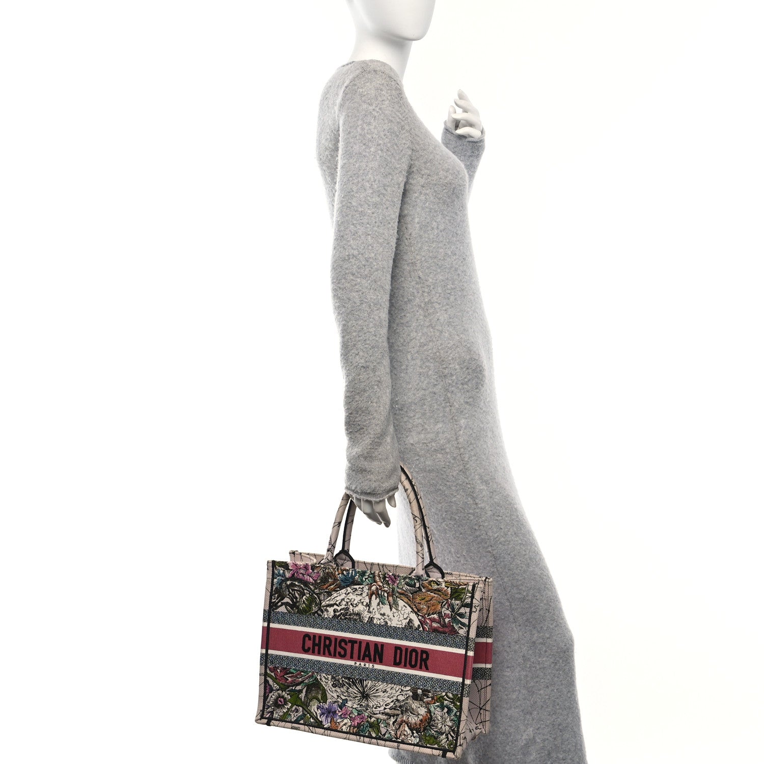 Canvas Embroidered Medium Zodiac Book Tote Latte Multicolor