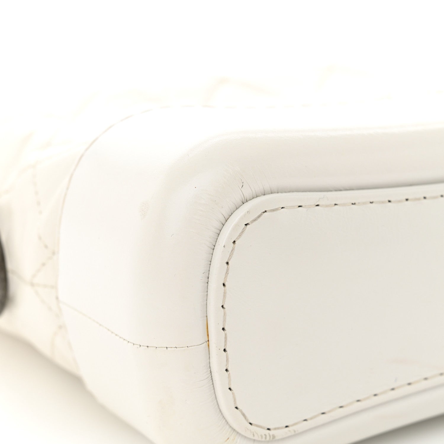 Aged Calfskin Quilted Small Gabrielle Hobo White