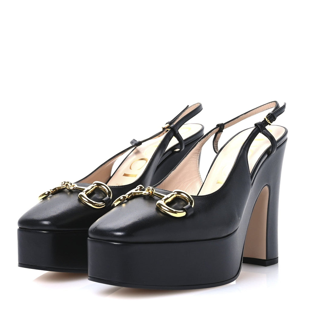 Nappa Horsebit Platform 35/120mm Slingback Pumps 40.5 Black