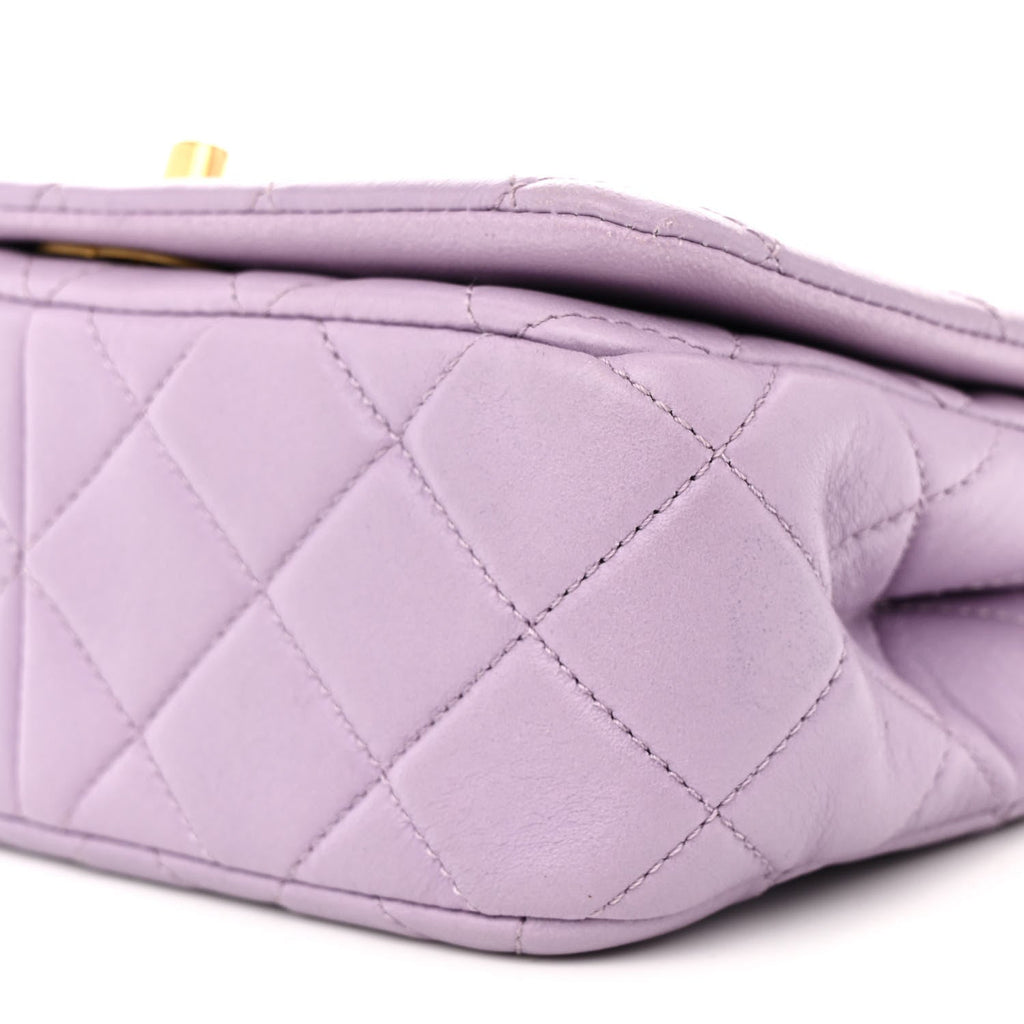 Lambskin Quilted Braided CC Small Flap Lilac