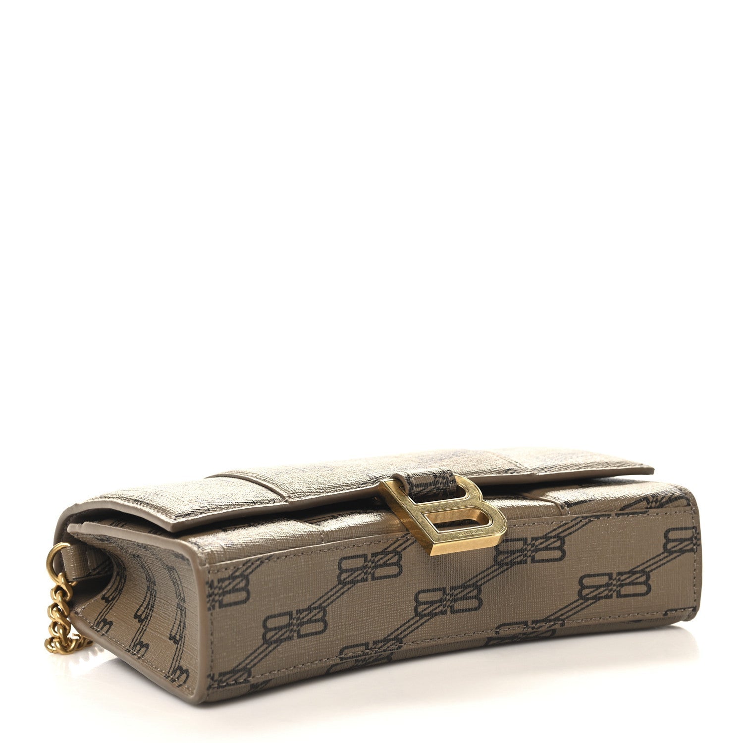 Coated Canvas BB Monogram Hourglass Chain Bag Beige Brown