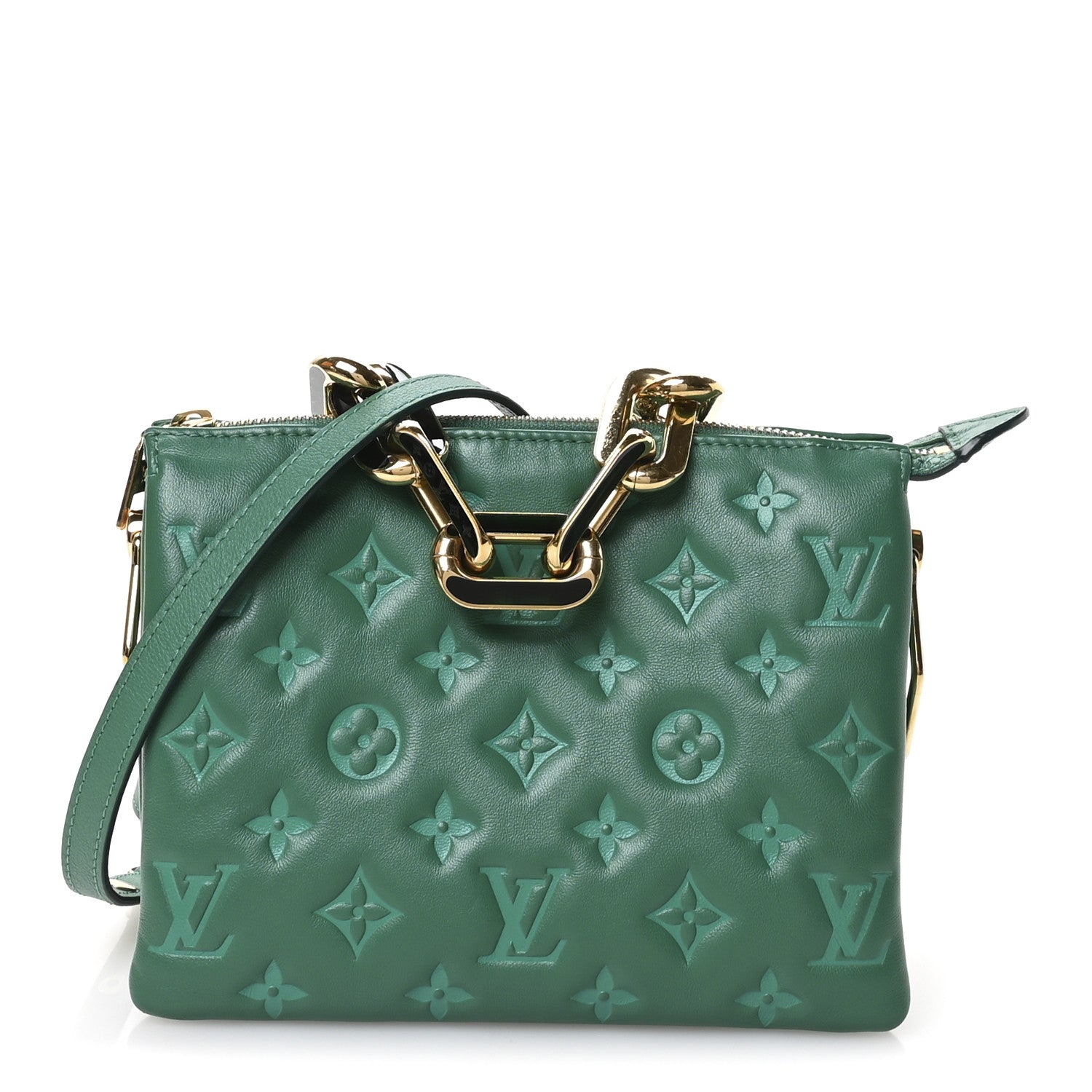 Lambskin Embossed Monogram Coussin BB Emeraude