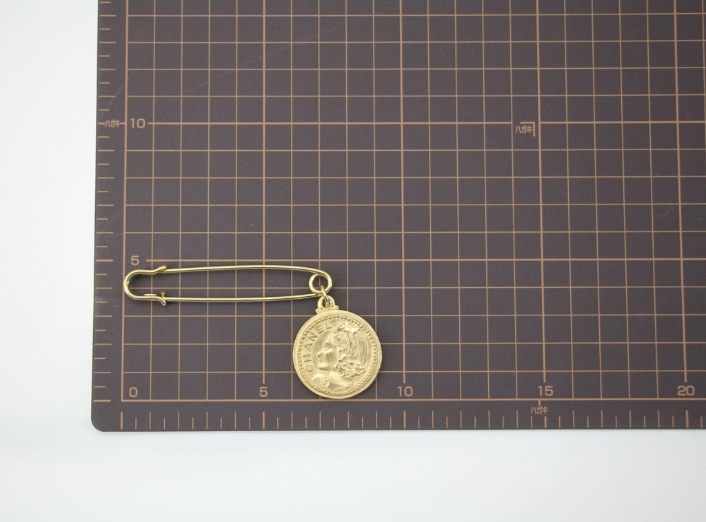 Chanel Vintage 03P Metal Ms Coco Coin Motif Brooch