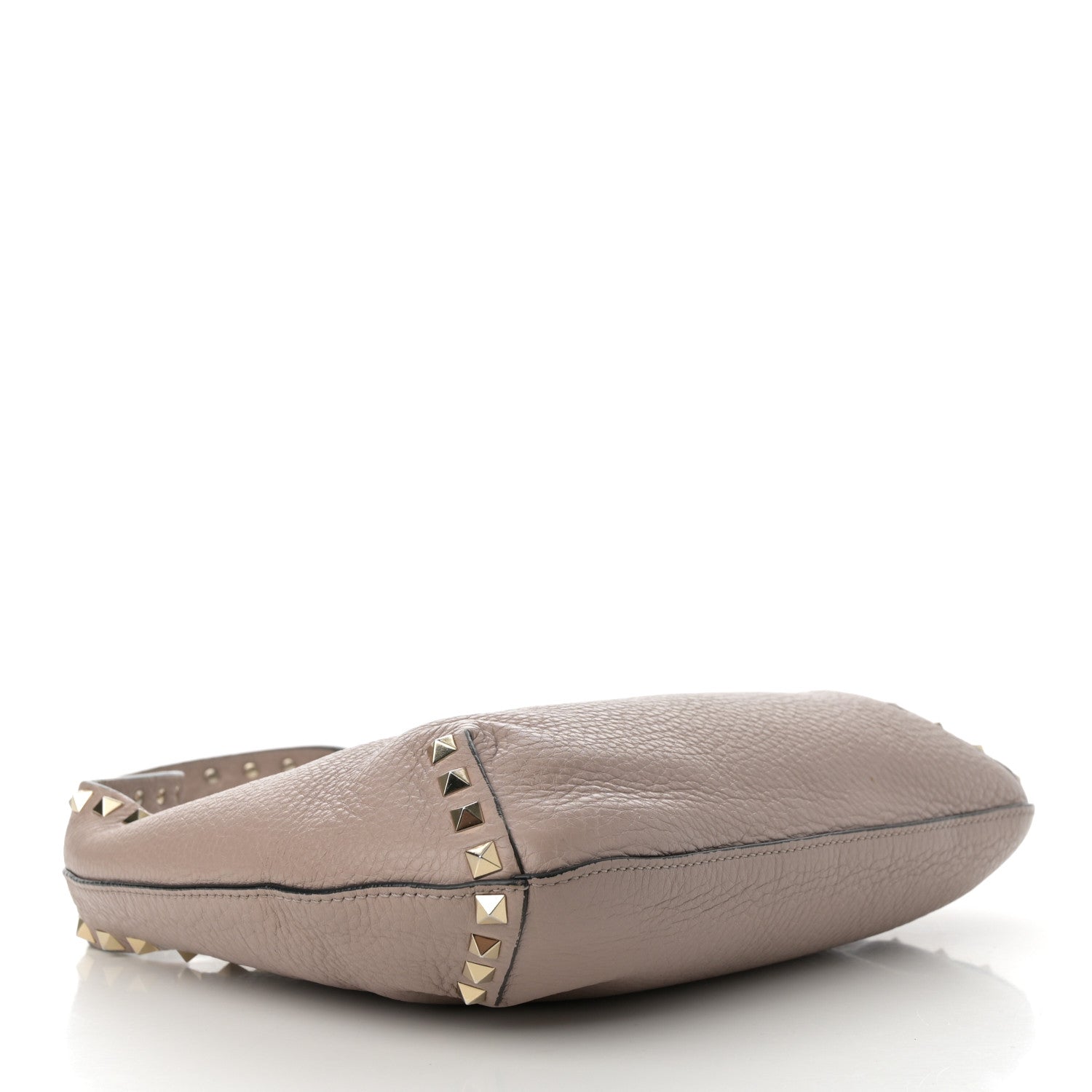 Pebbled Calfskin Small Rockstud Flip Lock Hobo Poudre