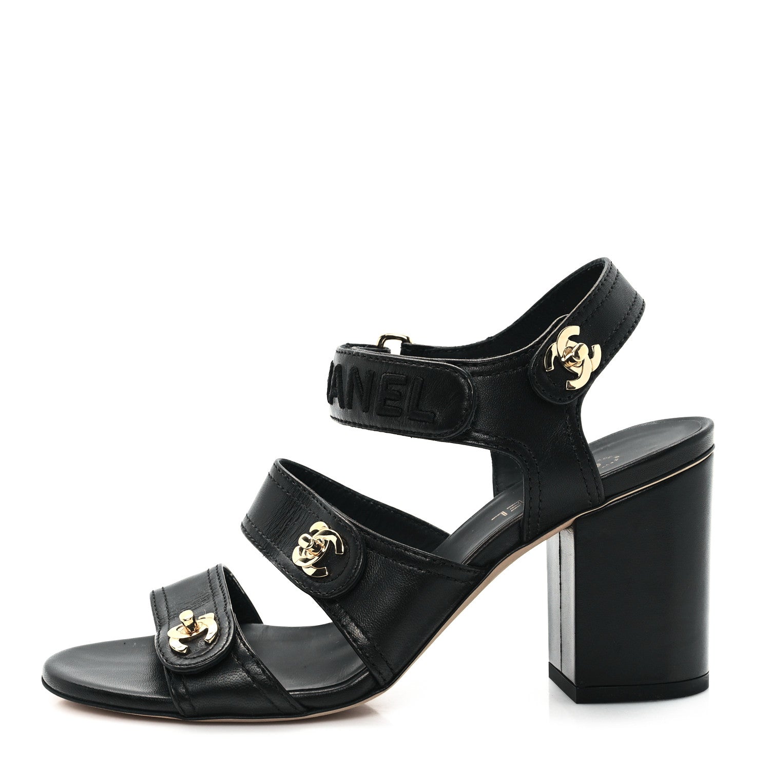 Lambskin CC Turnlock Sandals 37 Black