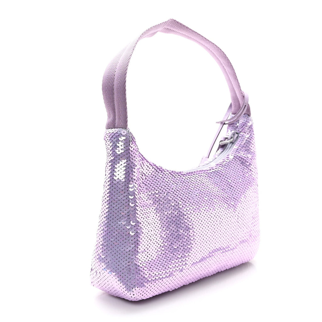 Paillettes Sequin Mini Re-Edition 2000 Bag Lilium Black