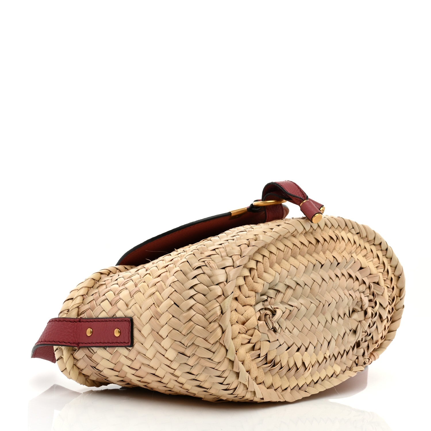 Raffia Calfskin Marcie Basket Faded Rose