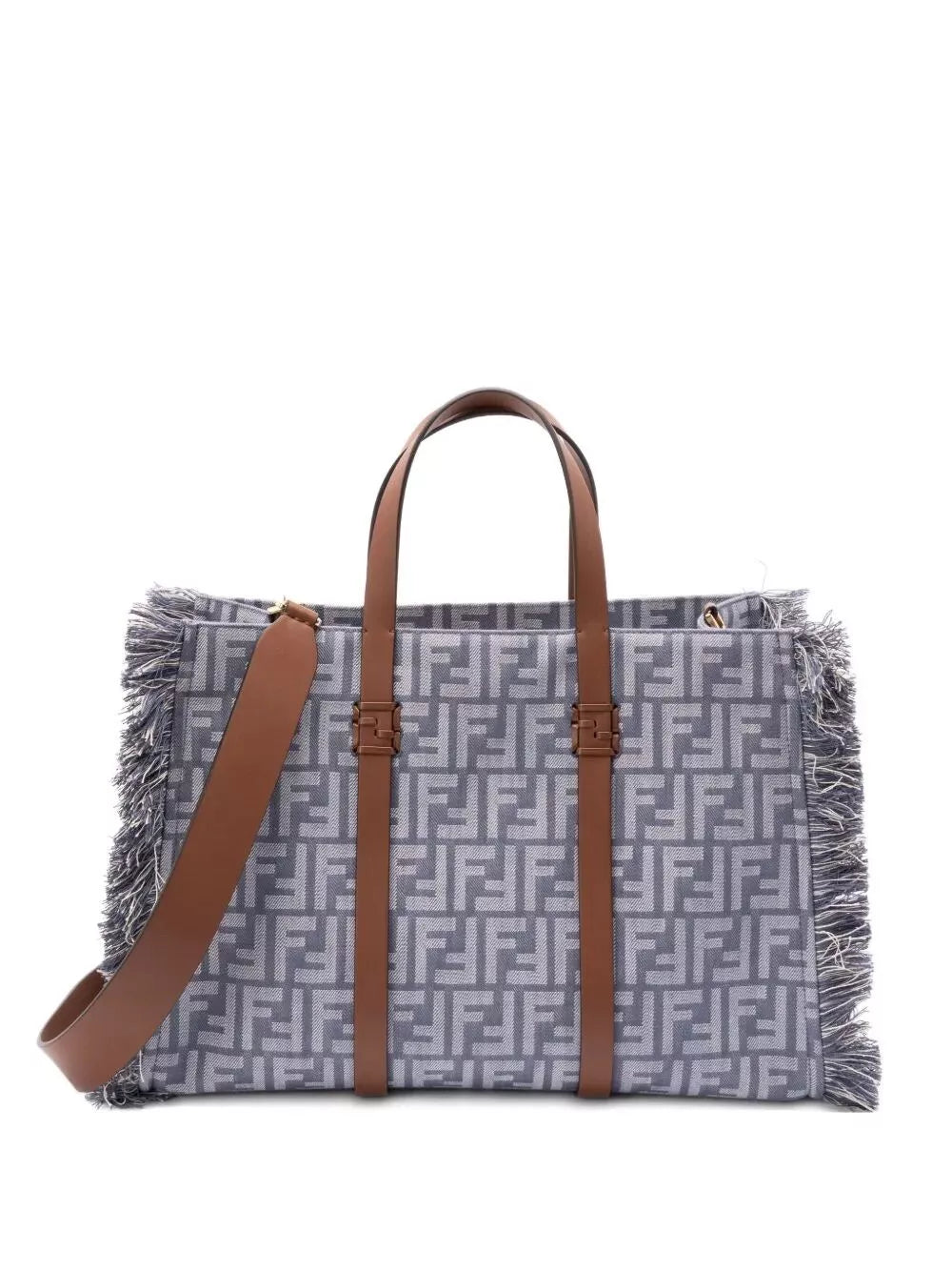 summer tote denim-effect ff jacquard bag