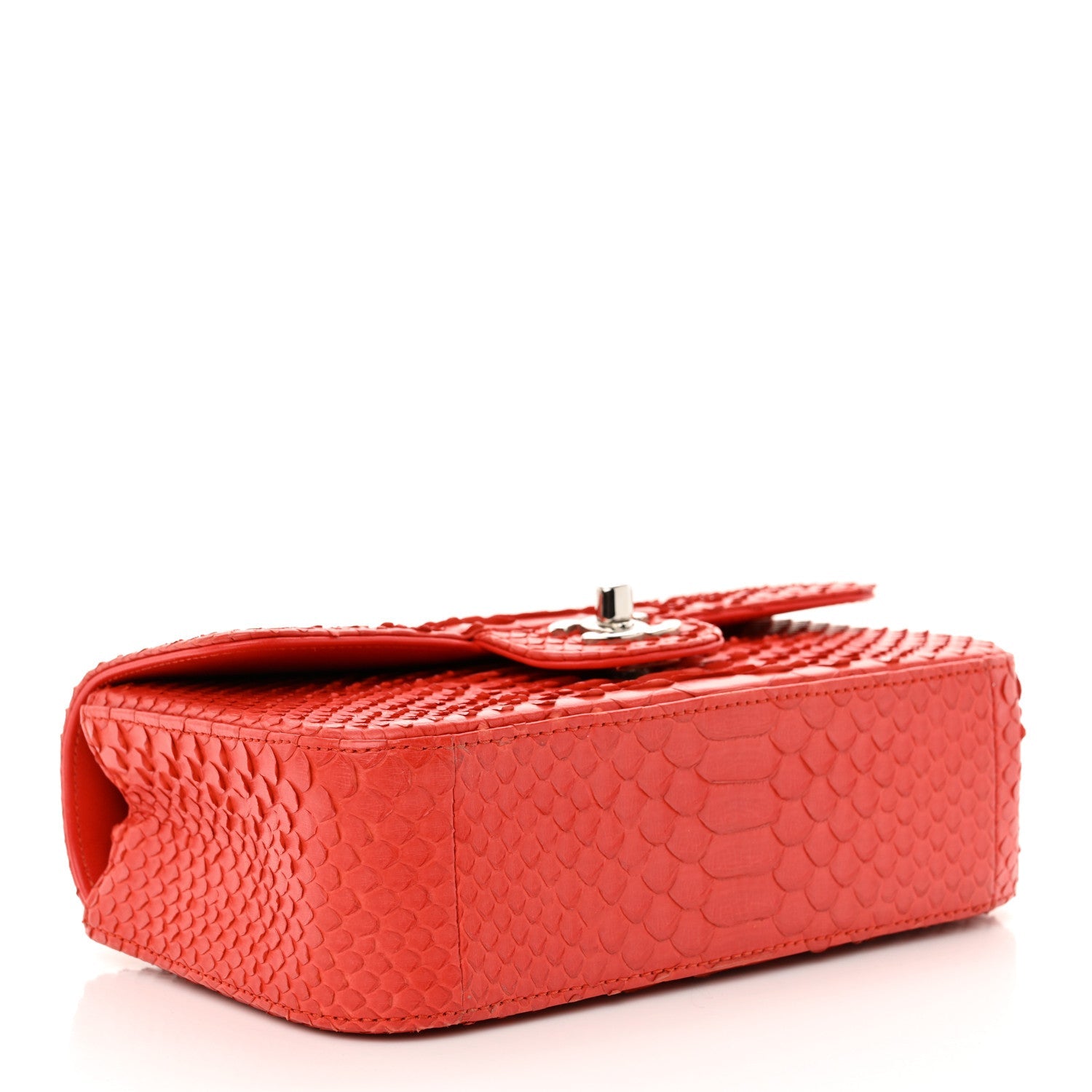 Snakeskin Mini Rectangular Flap Red