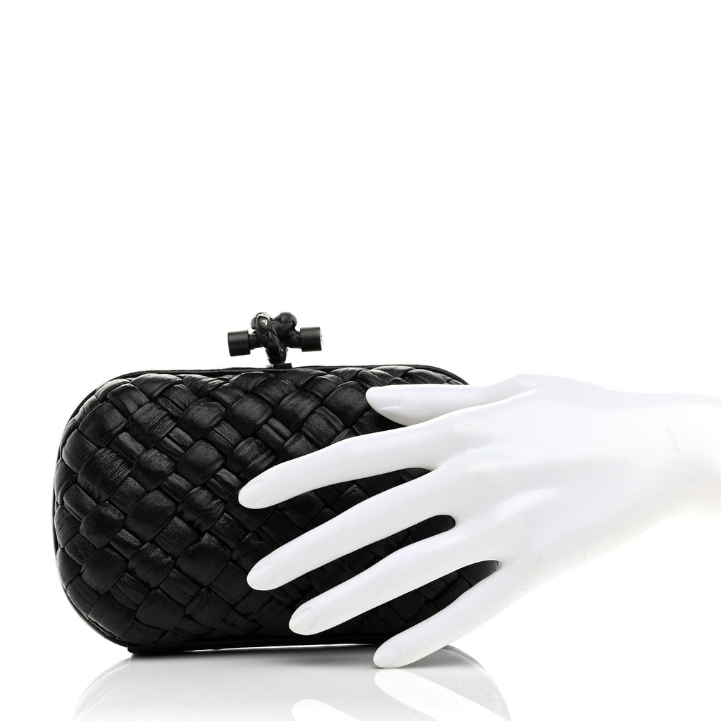 Nappa Intrecciato Knot Clutch Black