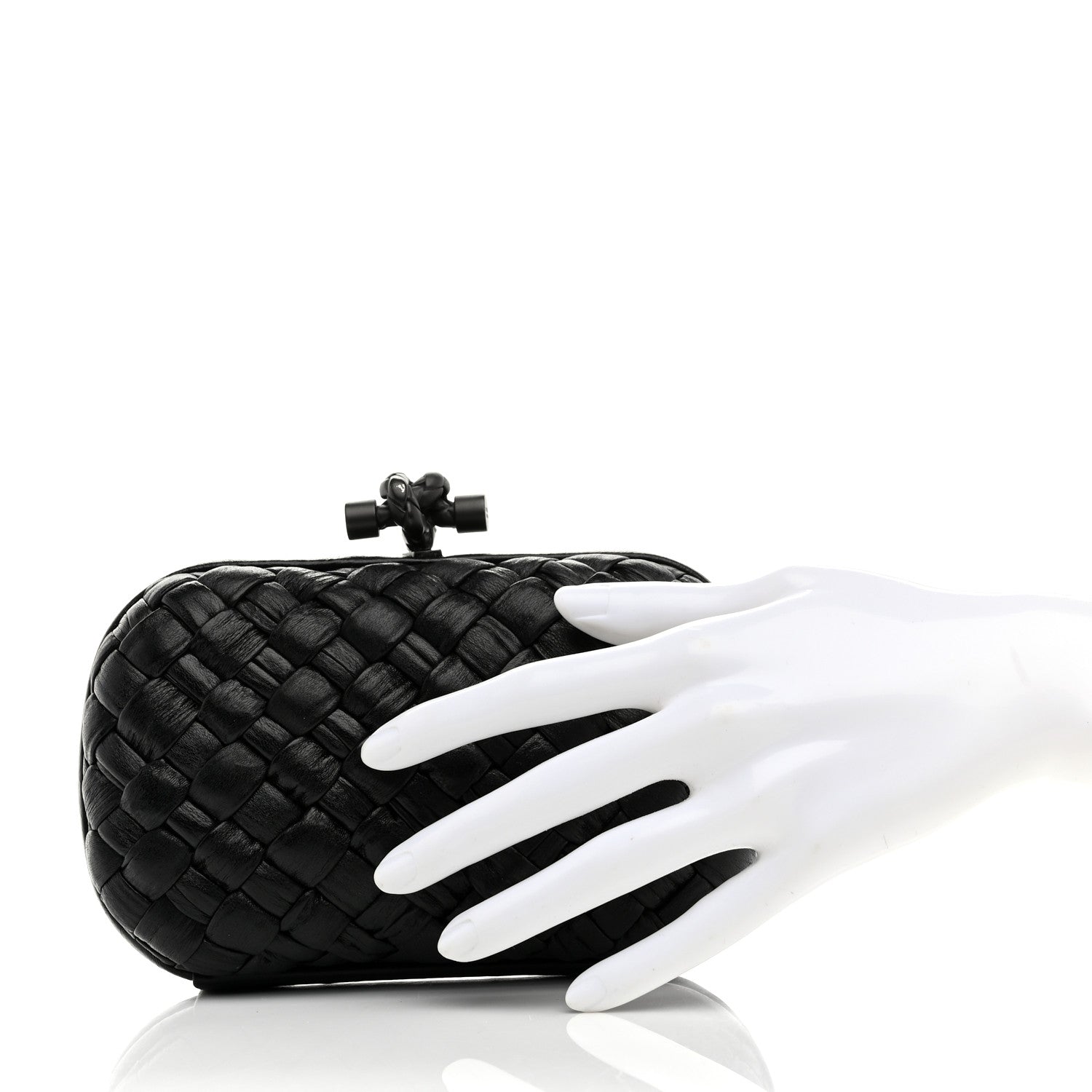 Nappa Intrecciato Knot Clutch Black