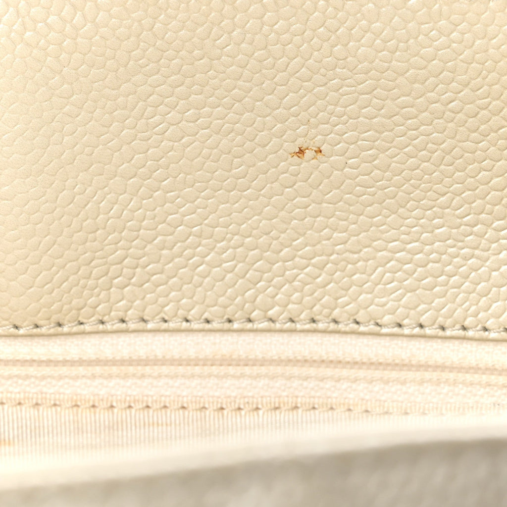 Metallic Caviar Quilted Grand Shopping Tote GST Pearl