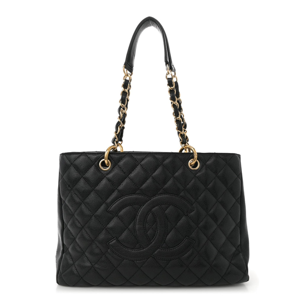 Caviar Quilted Grand Shopping Tote GST Black