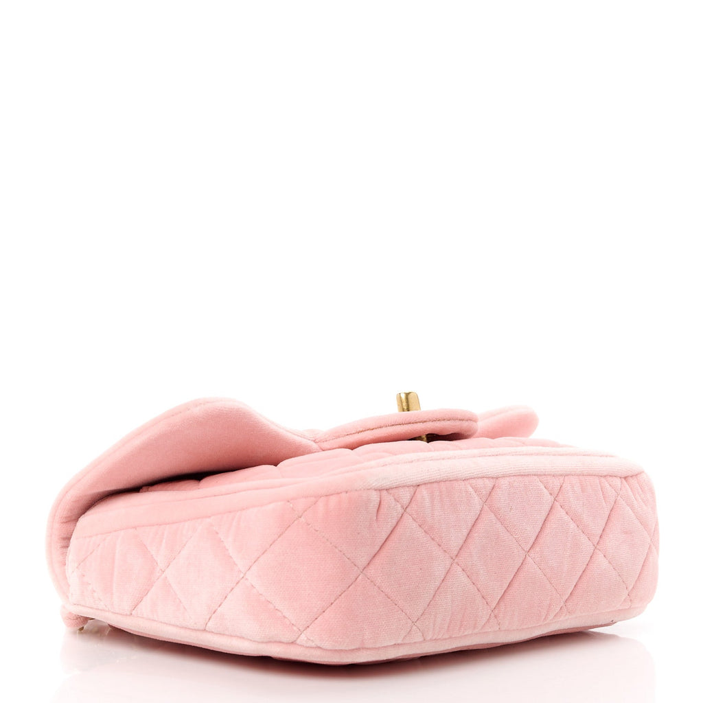 Velour Quilted Mini Double Frame Flap Rose