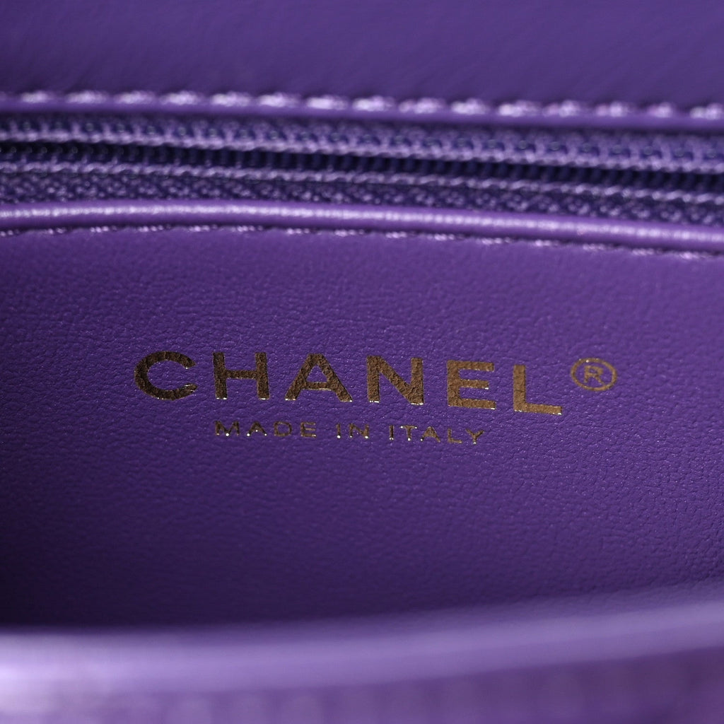 Shiny Lambskin Quilted Mini Coco Trip Flap Bag Purple