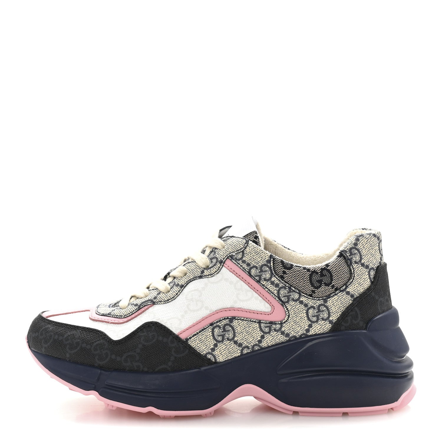 GG Supreme Monogram Mix Monogram Womens Rhyton Sneakers 35.5 Black Blue