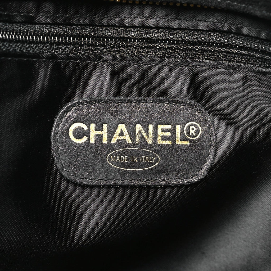 Suede Quilted CC Shopping Tote Black