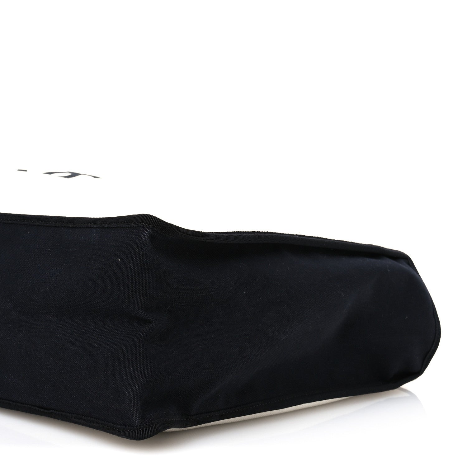Canvas Calfskin Large Let's Demonstrate Tote White Black