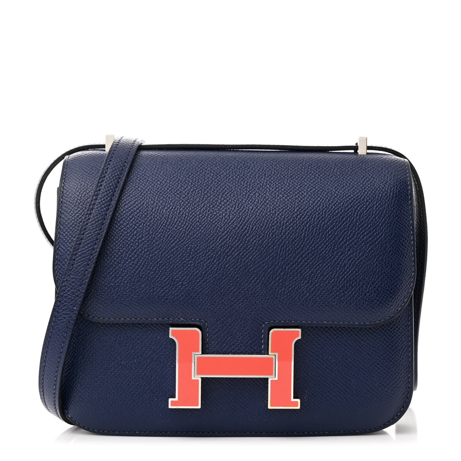 Epsom Enamel Constance 18 Bleu Saphir Orange Poppy