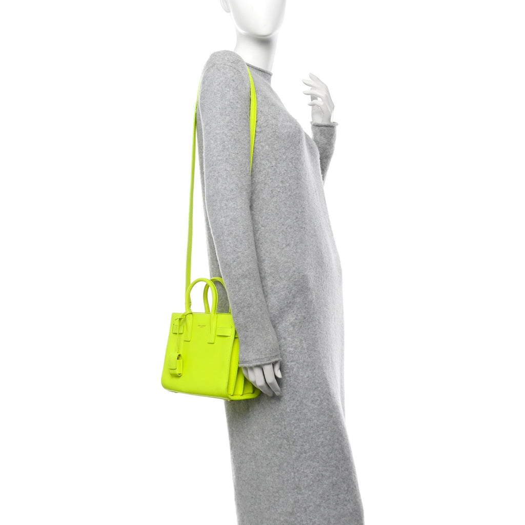 Calfskin Nano Sac De Jour Neon Yellow