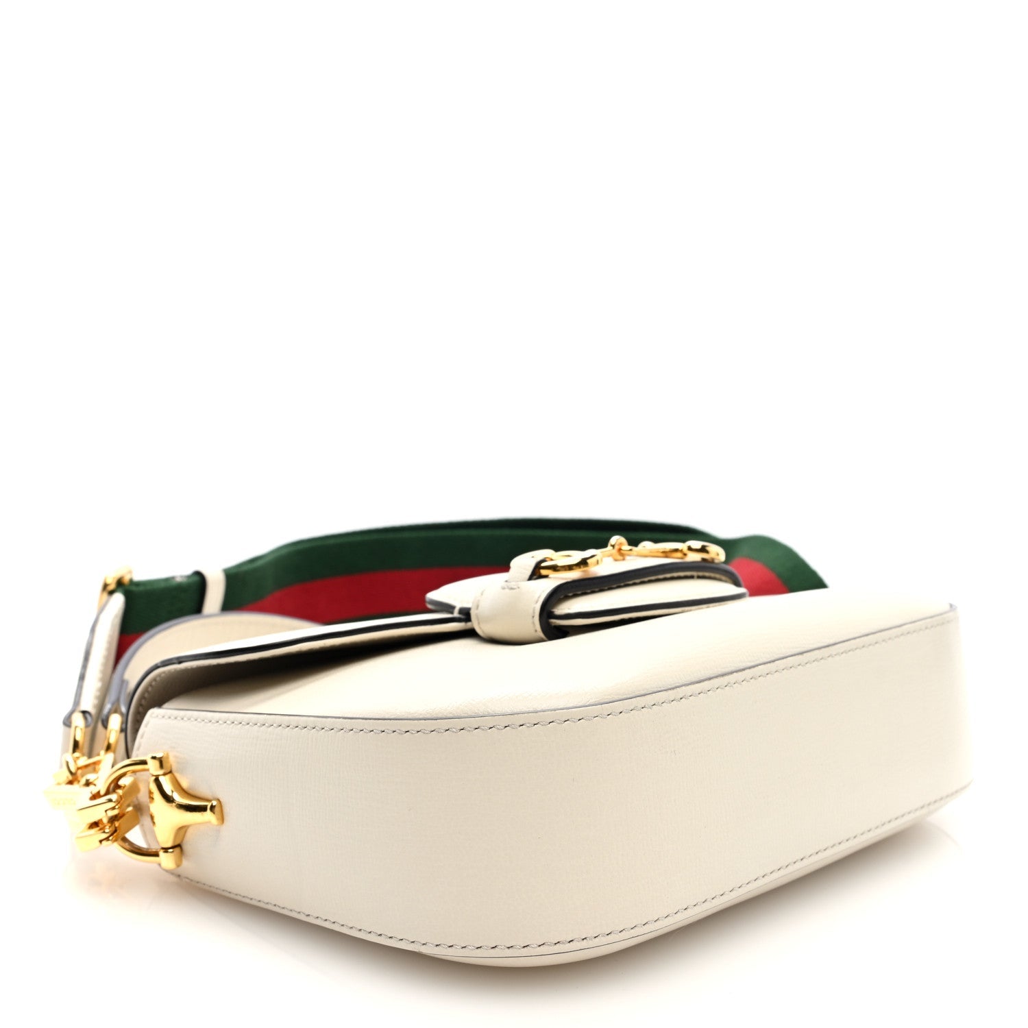 Azalea Calfskin Web Mini Horsebit 1955 Shoulder Bag Mystic White