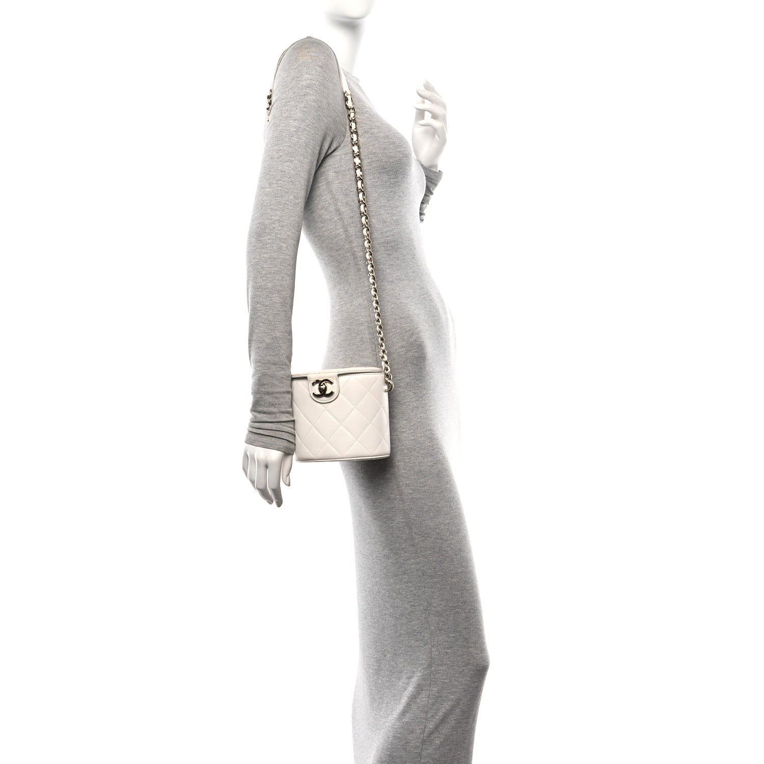 Lambskin Resin Elegant Chain Vanity Case White