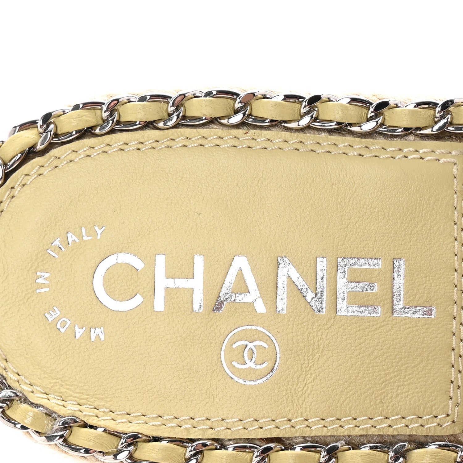Lambskin Quilted CC Chain Espadrille Mules 37 White