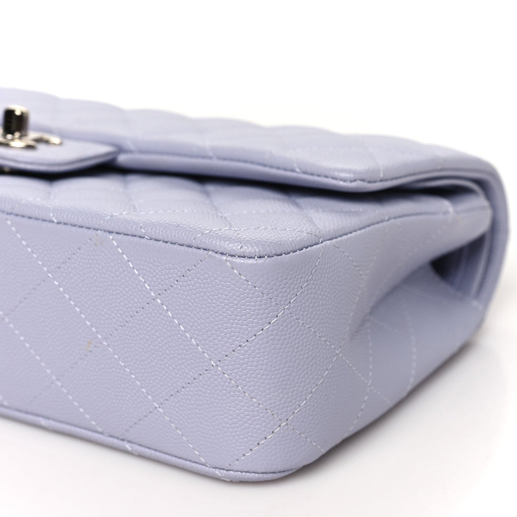 Caviar Quilted Medium Double Flap Light Purple