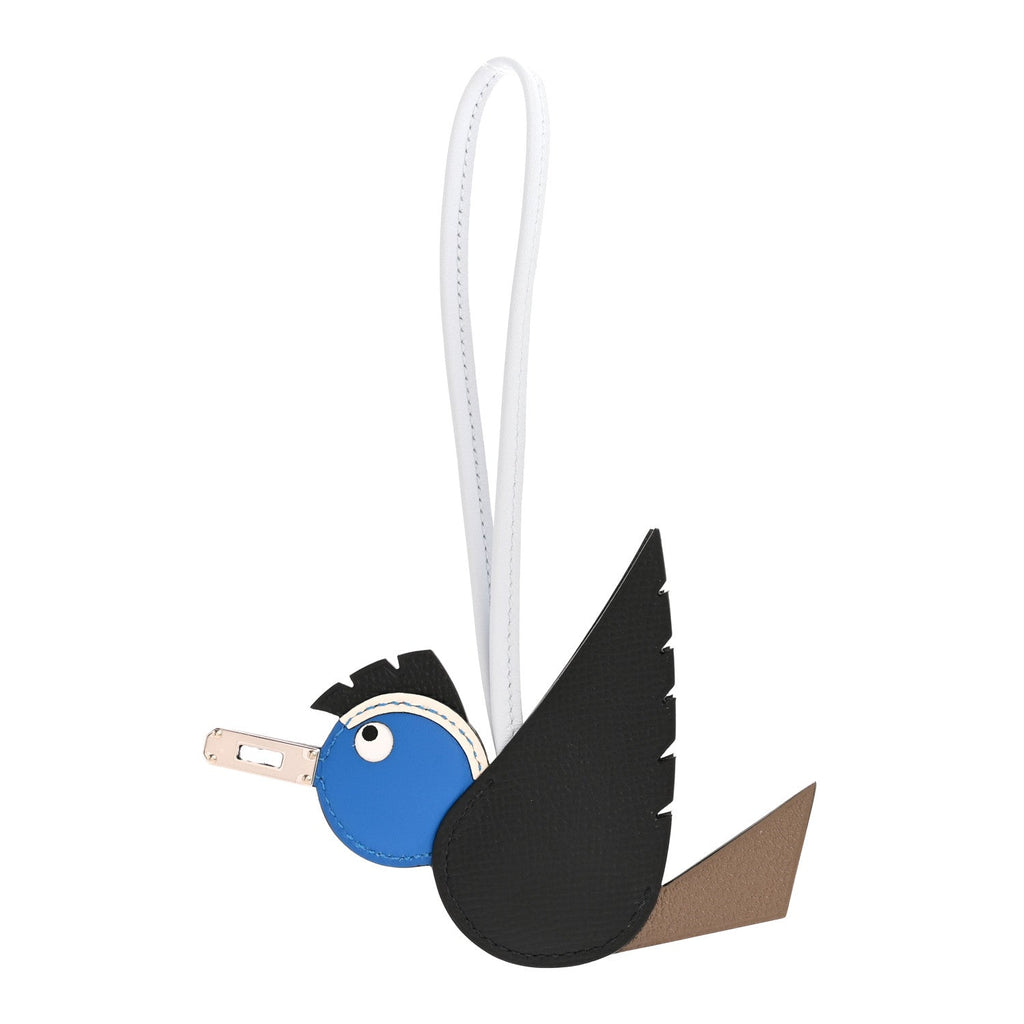 Epsom Swift Chevre Mysore Birdy Bag Charm Black Etoupe Bleu Hydra Bleu Brume