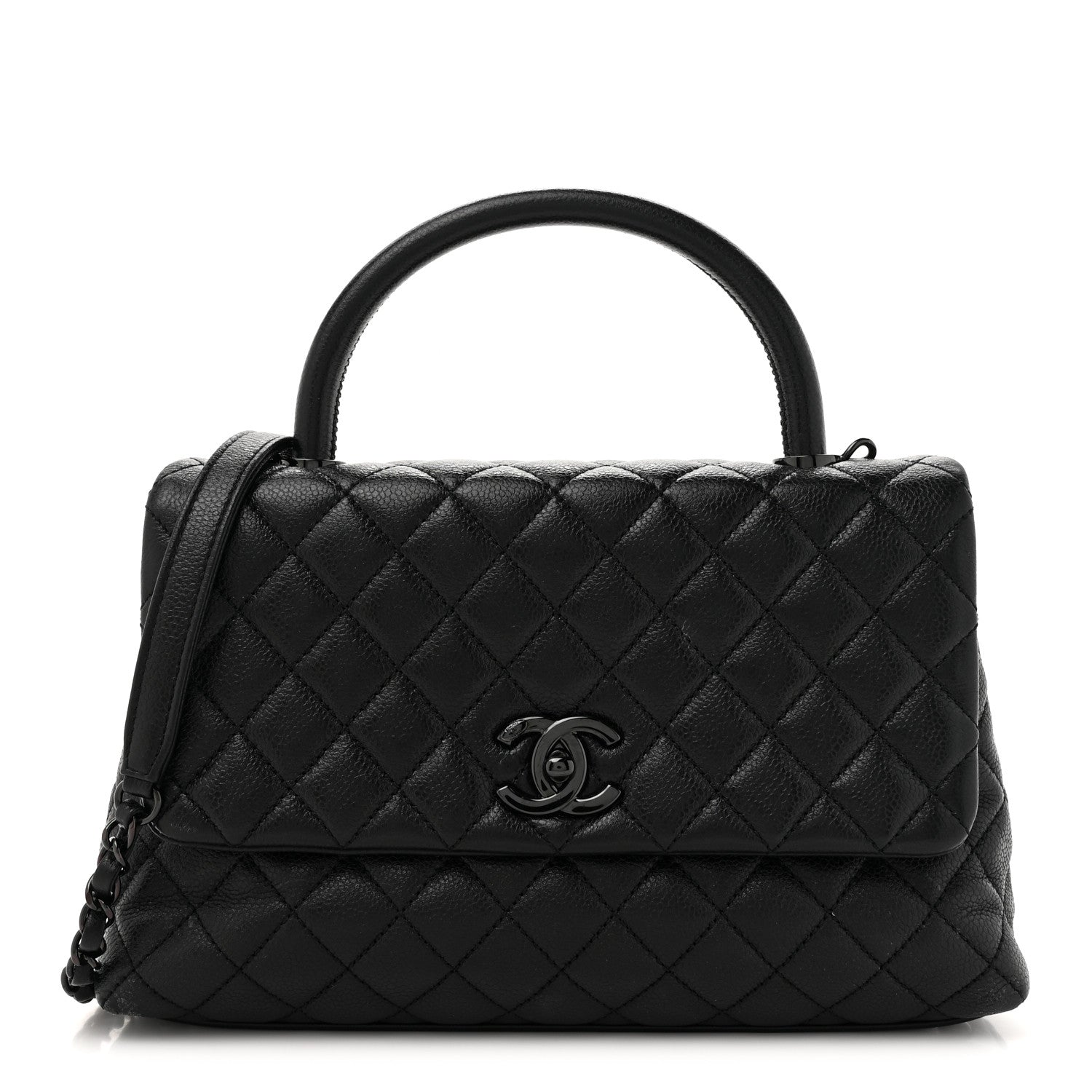Caviar Quilted Small Coco Handle Flap So Black