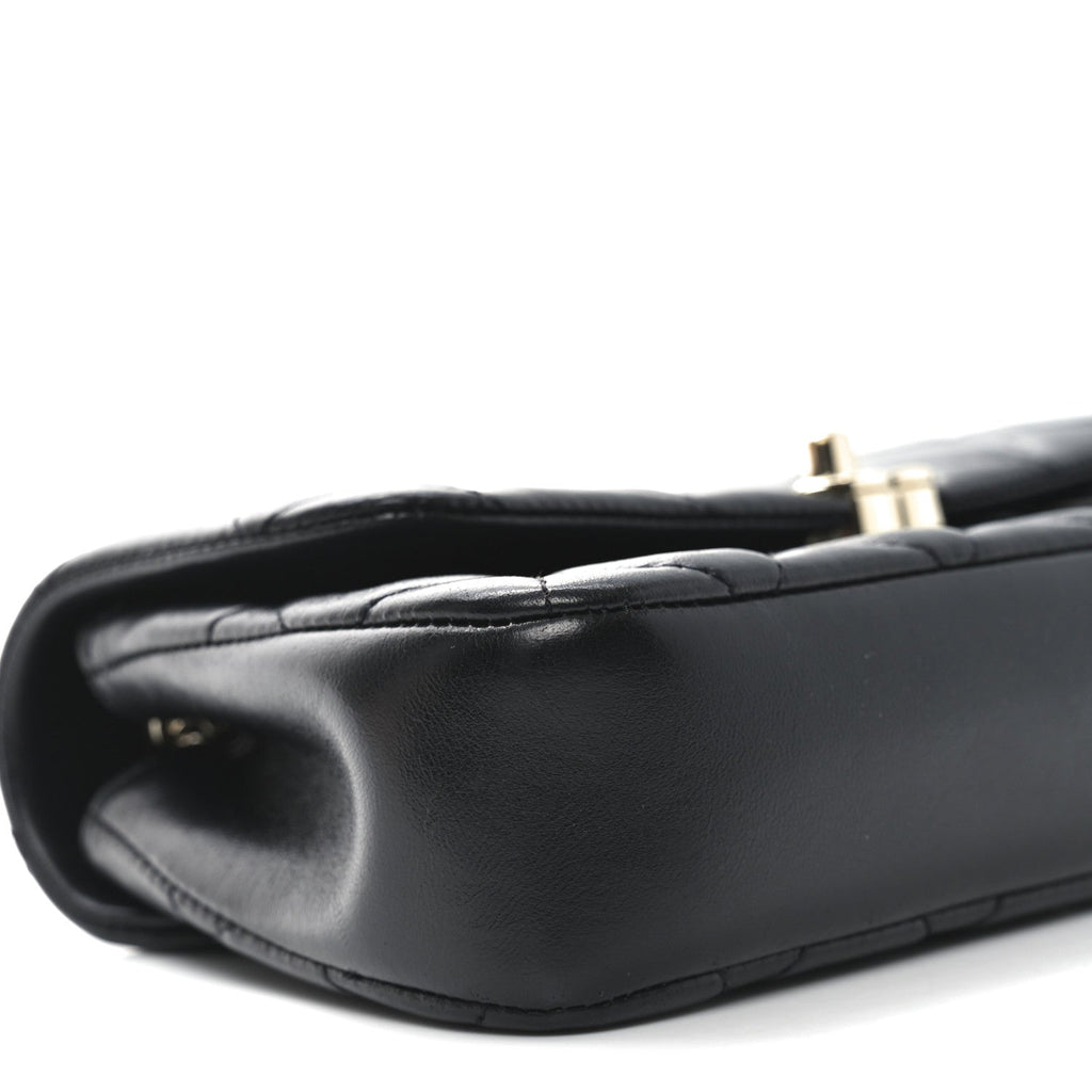 Lambskin Quilted Rectangular Phone Holder Clutch With Chain Black