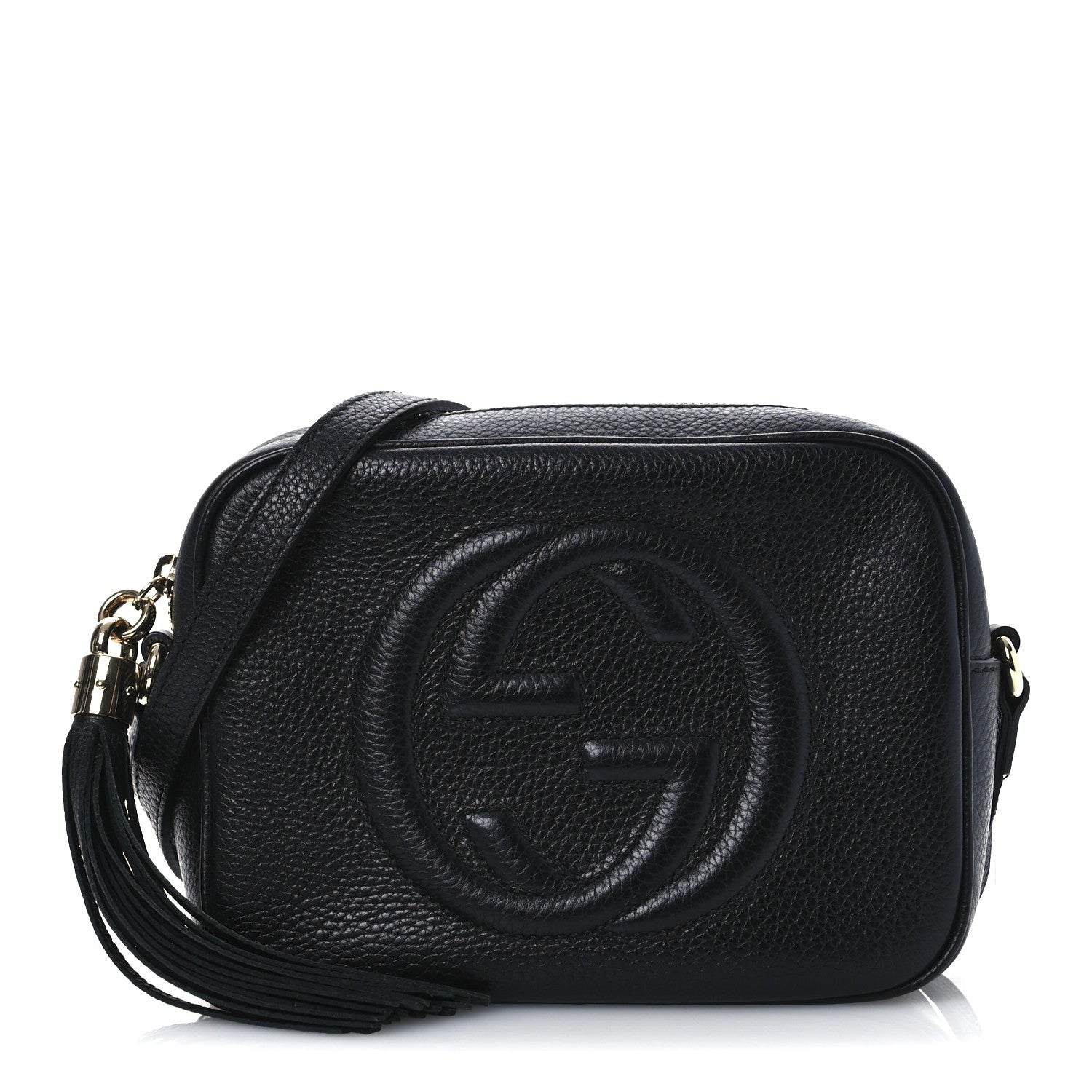 Pebbled Calfskin Small Soho Disco Bag Black