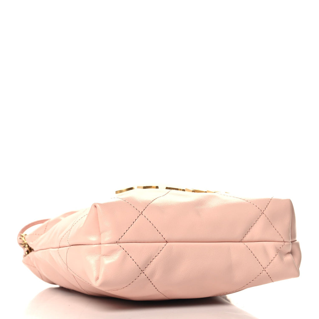 Shiny Calfskin Quilted Mini Chanel 22 Light Pink
