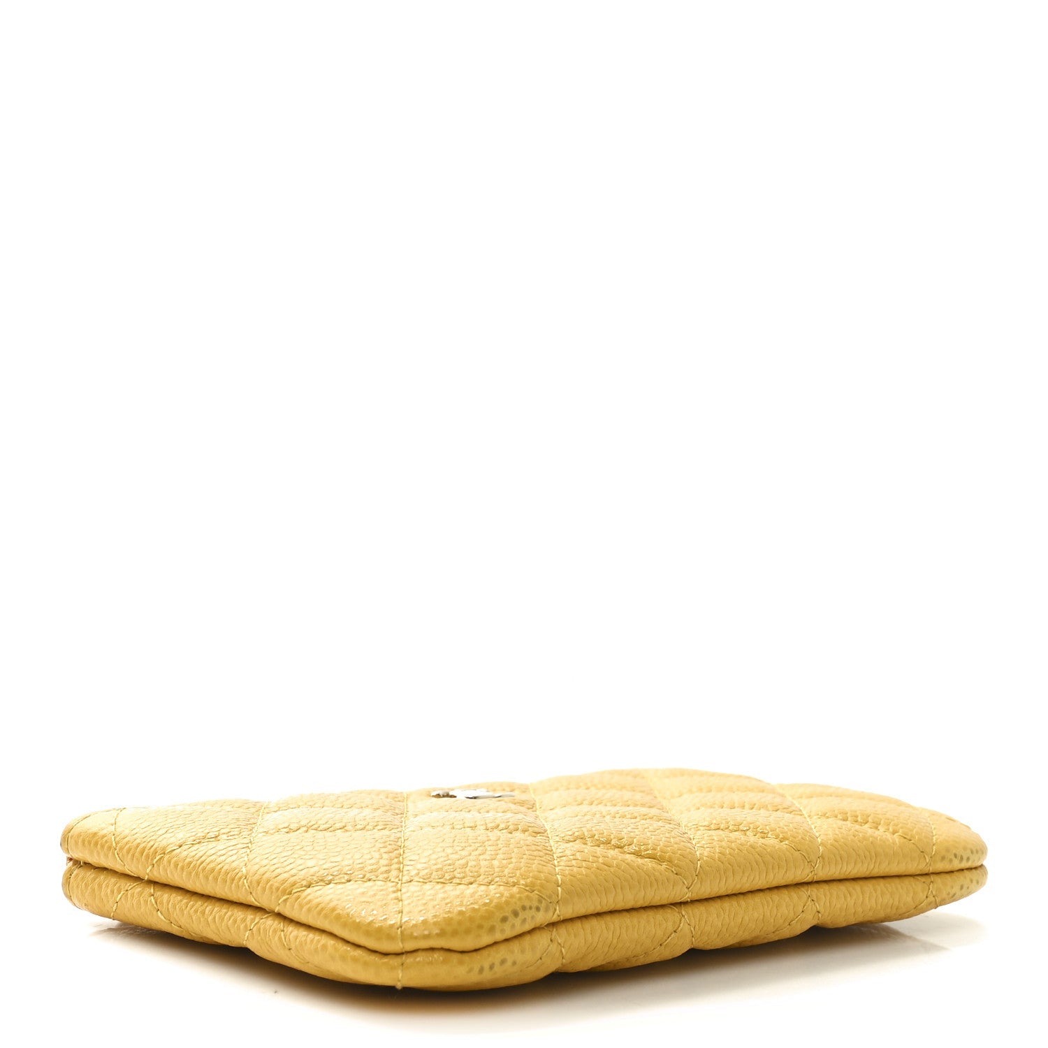Iridescent Caviar Quilted Small Cosmetic Case Yellow