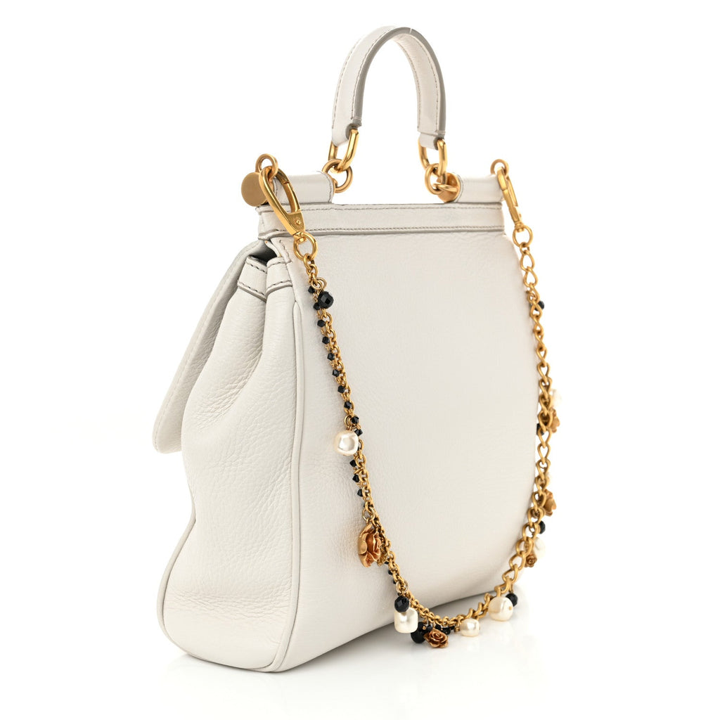 Calfskin Medium Miss Sicily Satchel White
